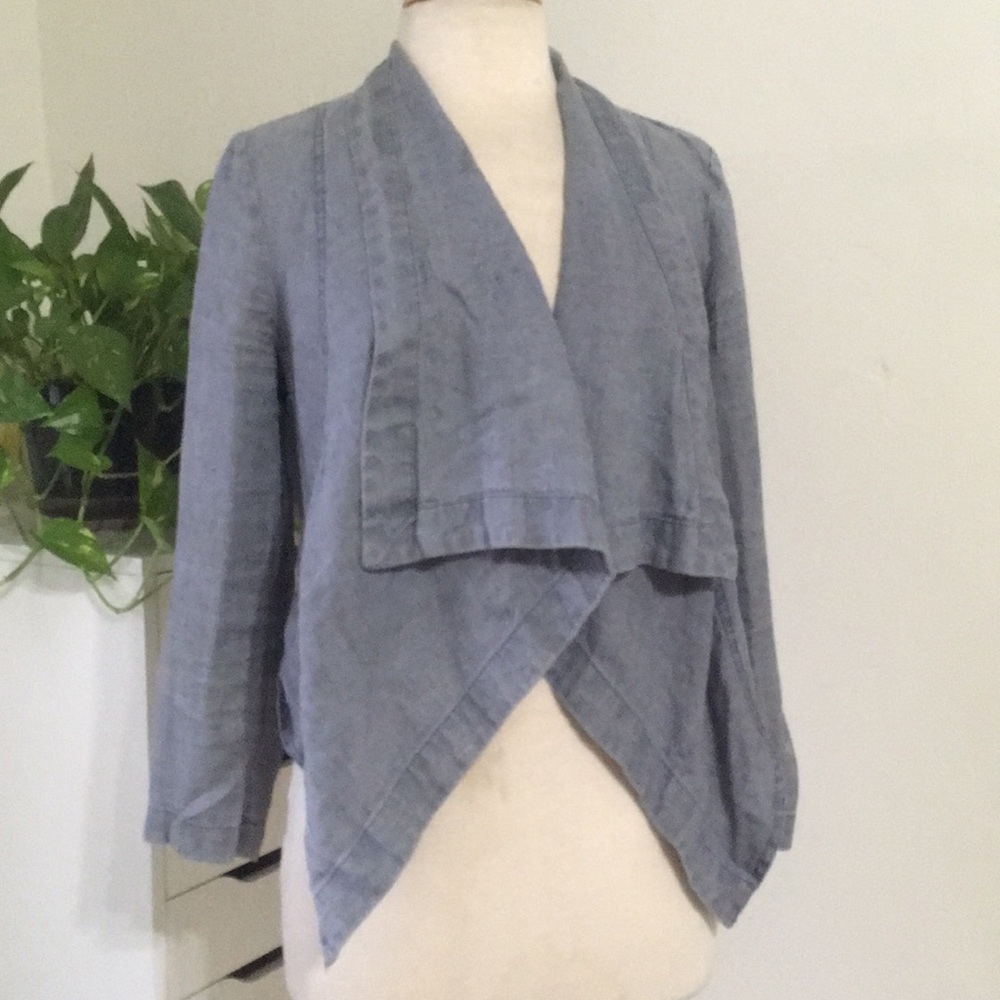 Topshop Faded denim Linen jacket
